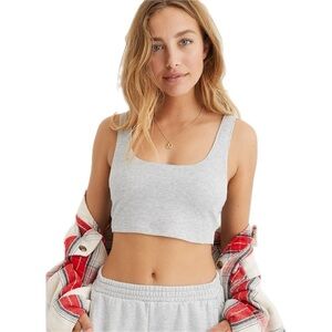 🆕 Aerie Lace waffle long line bralette size small heather gray